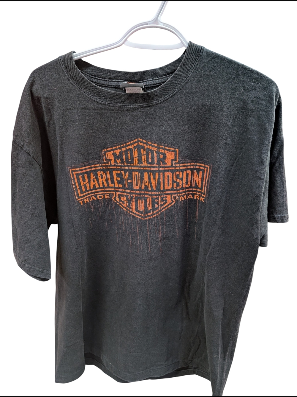 Vintage Moto Harley-Davidson Boston Black T-shirt with Orange Logo Patch